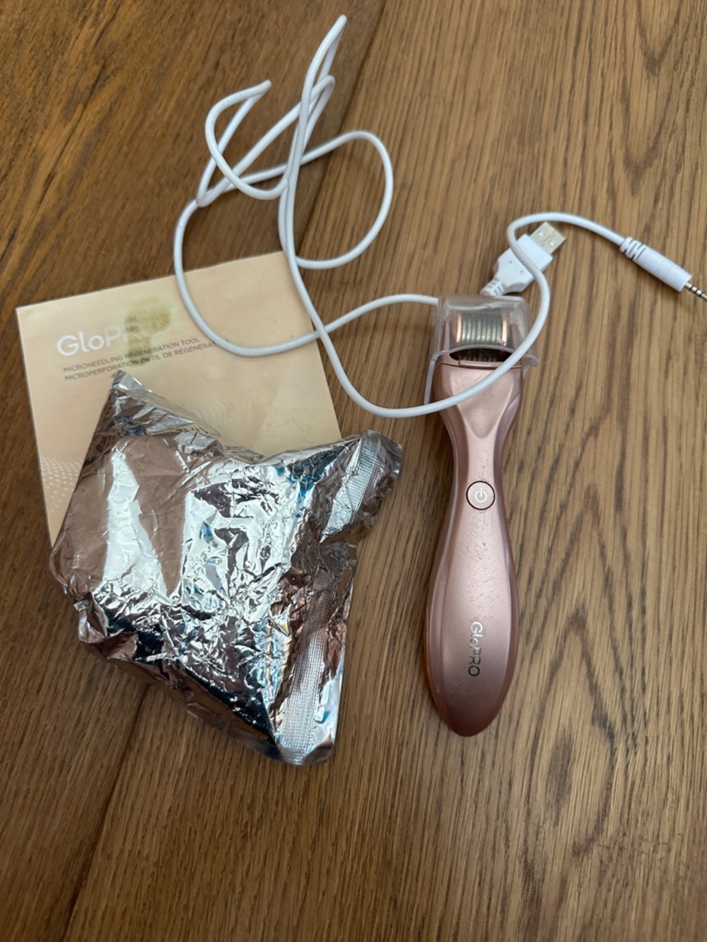 GoPro Rose Gold Microneedling Roller with USB Cable